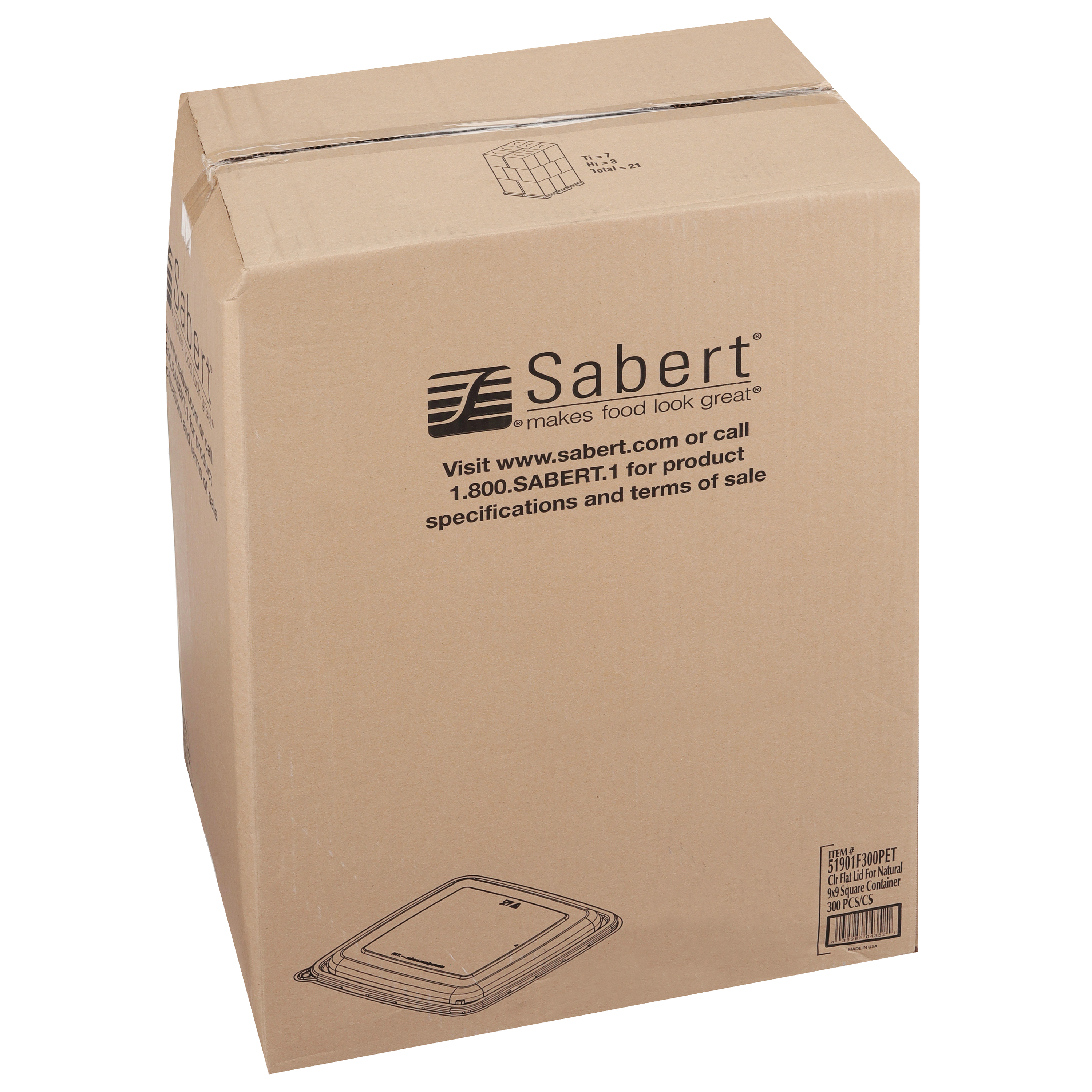 51901F300PET FLAT LID F/32-48 SQ CONT  300/CS