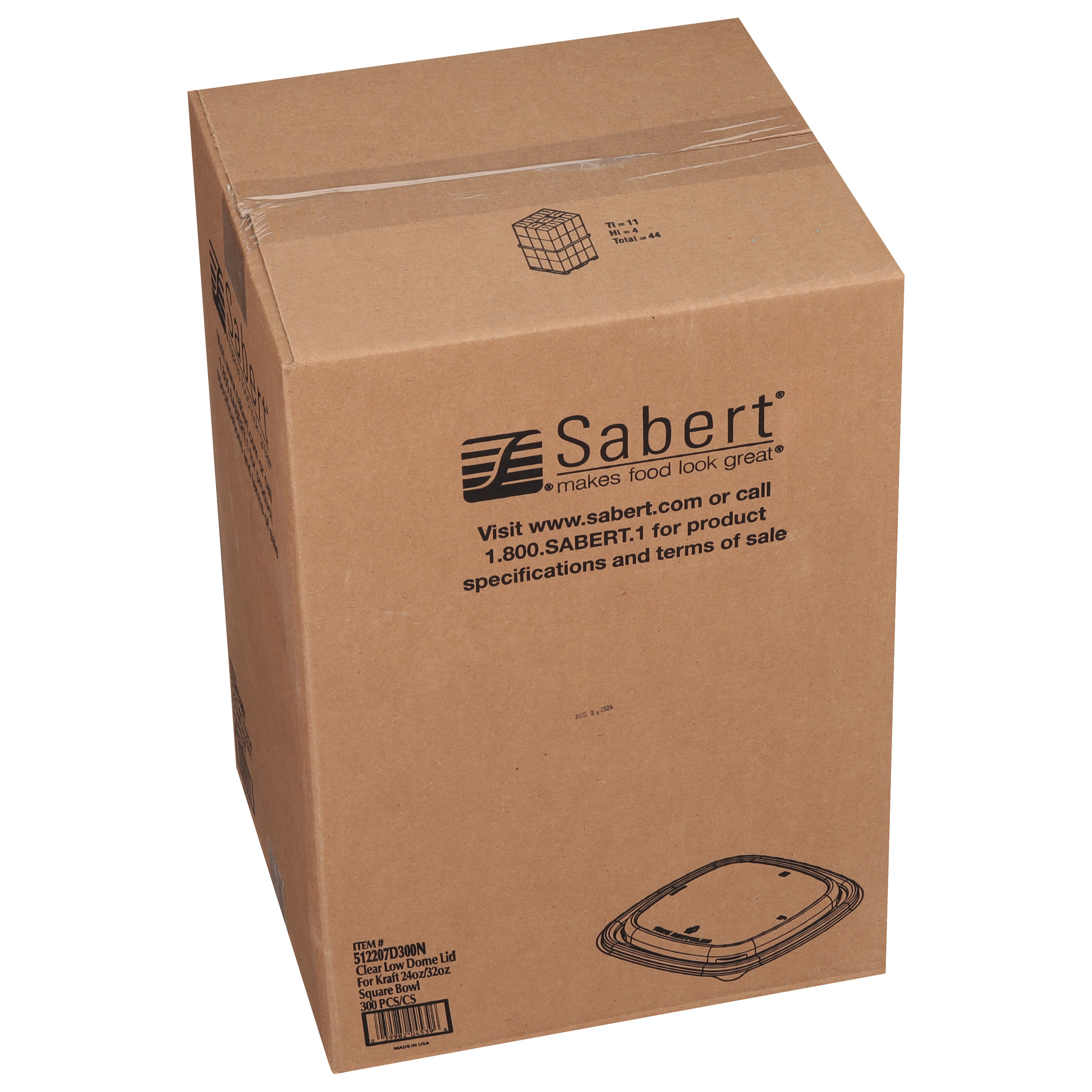 512207D300N Clr Dome Lid F/Kraft 24&32oz Bowl 300/cs Sq Container