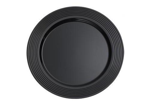 Black PP 10.25" Round Plate with Black Decorative Rings