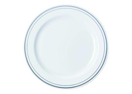 White 6" Round Plate with Silver Decorative Rings