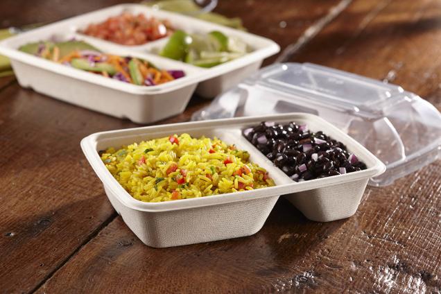 Pulp 24 oz. Two-Compartment Rectangle Container (16-8 oz.)