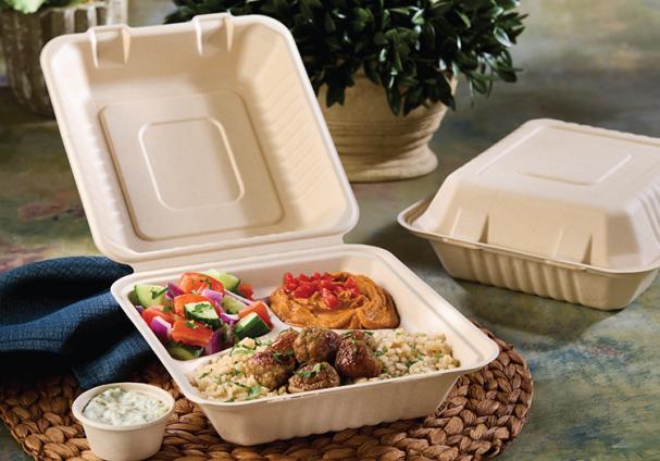 Pulp 8" x 8" Three-Compartment Hinged Container