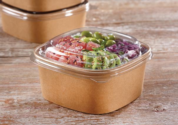 Clear PET Lid for 12, 16 oz. Paper Square Bowl