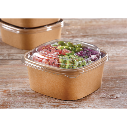 Clear PET Lid for 12, 16 oz. Paper Square Bowl