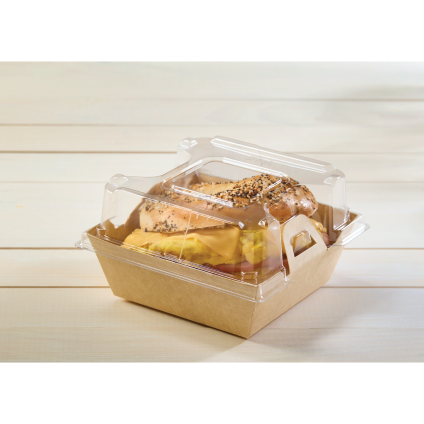 Clear PET Lid for Kraft 6” x 6” EcoSnap™ Square Container