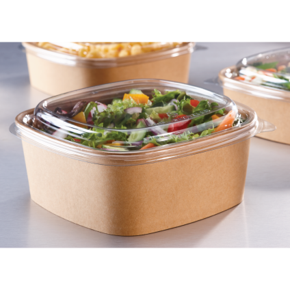 Clear PET Lid for 24, 32 oz. Paper Square Bowl