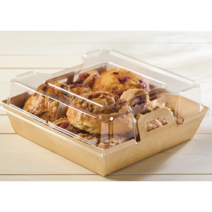 Clear PET Lid for Kraft 9” x 9” EcoSnap™ Square Container