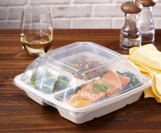 Clear Dome Lid for 32, 48 oz. Square Takeout Containers
