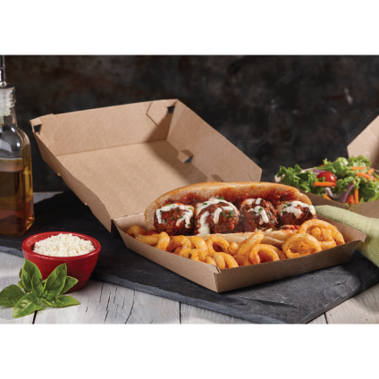 Kraft Large Square Fluted Clamshell