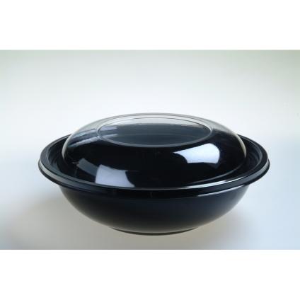 Black 96 oz./6 lb. Round Bowl with Clear Dome Lid