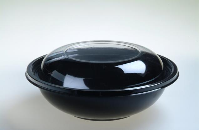 Black 96 oz./6 lb. Round Bowl with Clear Dome Lid