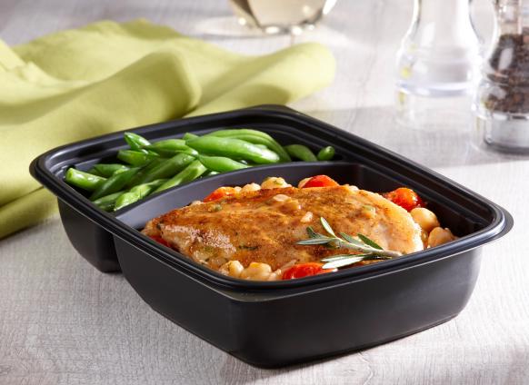 Black 30 oz. Two-Compartment Small Rectangle Container (18-12 oz