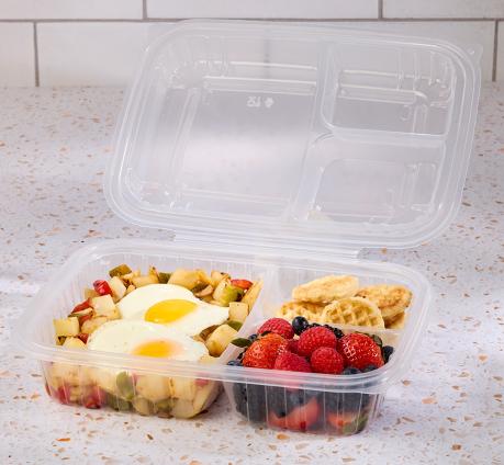 Classic Clear 8x11 3 Compartment Rectangle Hinged Container
