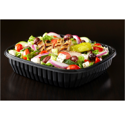 Black 52 oz. Square Ribbed Container