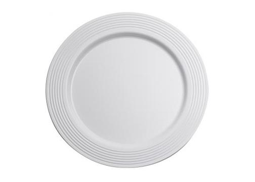 White PP 10.25" Round Plate with White Decorative Rings