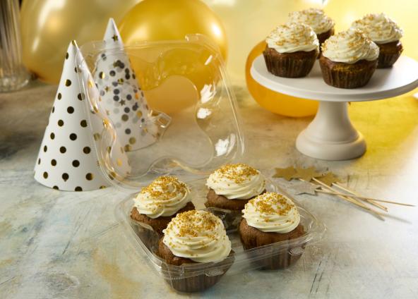 Clear 4-Count Muffin Hinged Container
