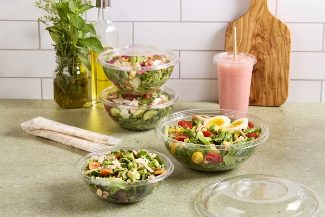 Clear 48 oz. Large Round Bowl with Clear Dome Lid