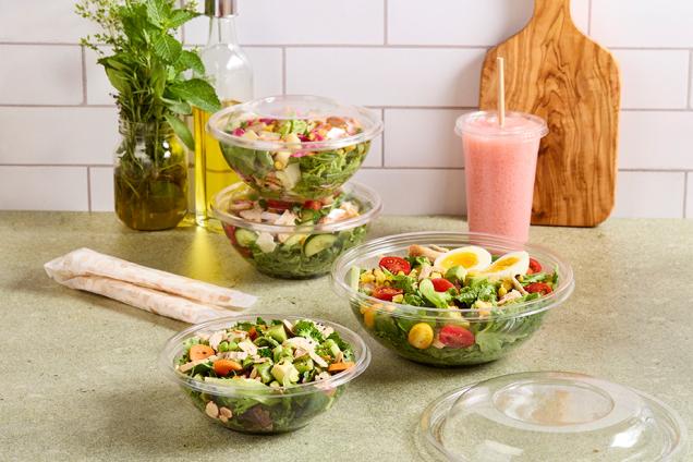 Clear 48 oz. Large Round Bowl with Clear Dome Lid