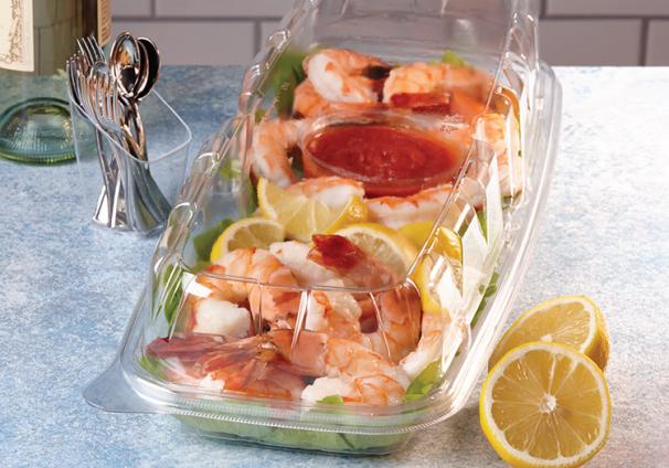 Clear Large 18" x 7" Rectangle Platter with Clear Lid Combo with Button Locks