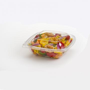 Clear 16 oz. Small Square Bowl with Tamper Resistant Clear Dome Lid 