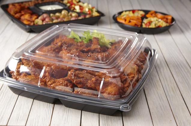 14" Square Deep Party Platter with Clear Lid