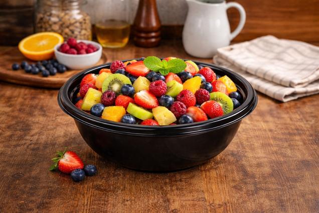 Black 8 oz. Small Round Bowl with Clear Dome Lid