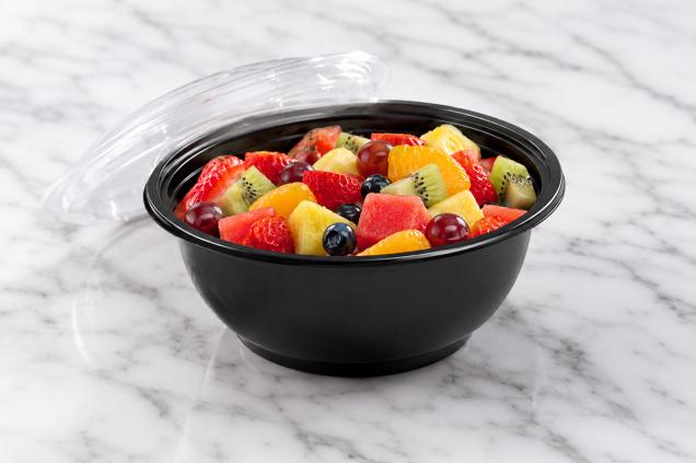 Black 12 oz. Small Round Bowl with Clear Dome Lid