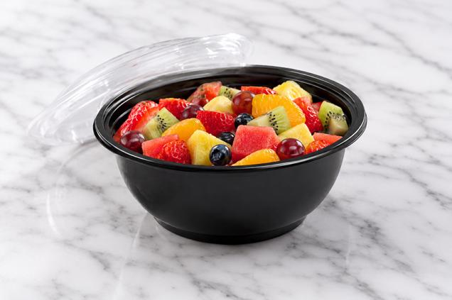 Black 12 oz. Small Round Bowl with Clear Dome Lid