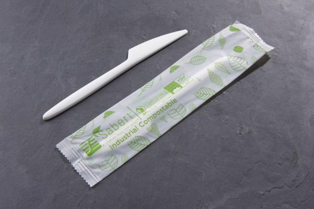 Wrapped White Compostable Knife