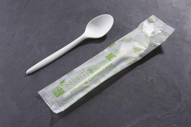 Wrapped White Compostable Spoon