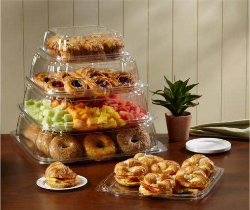 Clear 10.7” UltraStack® Square Platter with Clear 3” Dome Lid