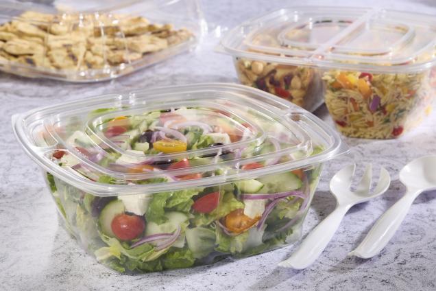 Clear Flat PET Lid For PET 80 oz. Pop-Top Square Bowl