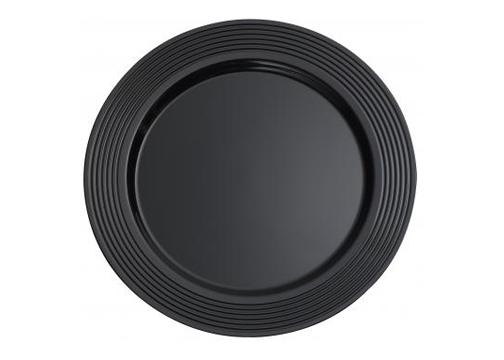Black PP 6" Round Plate with Black Decorative Rings