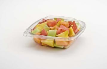 Clear 24 oz. Medium Square Bowl with Tamper-Resistant Clear Dome Lid