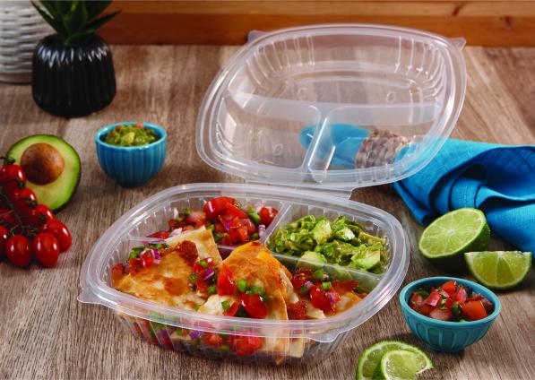 Classic Clear 8” x 8” Three-Compartment Hinged Square Container