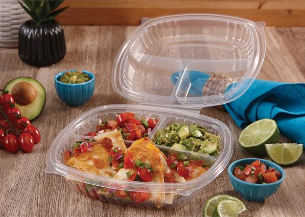 Classic Clear 8” x 8” Three-Compartment Hinged Square Container