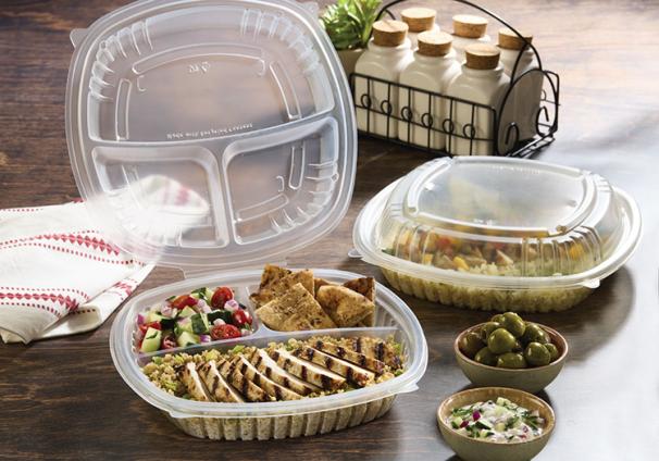 Classic Clear 10" x 10" 3 Compartment Square Hinged Container