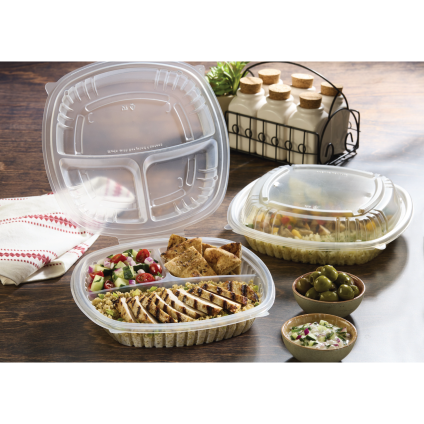 Classic Clear 10" x 10" 3 Compartment Square Hinged Container