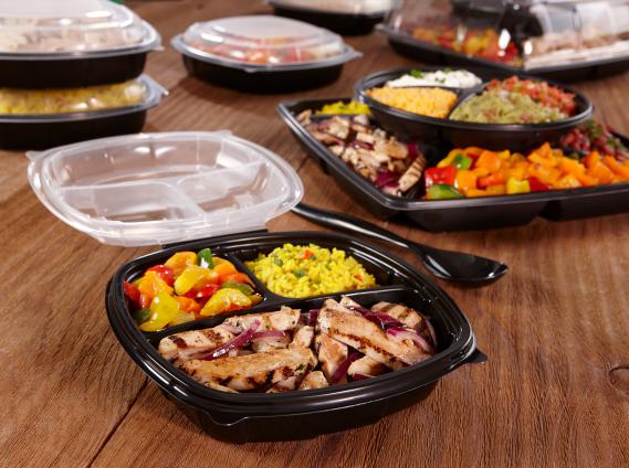 Deluxe Dual Color 10” x 10” Hinged Three-Compartment Square Container