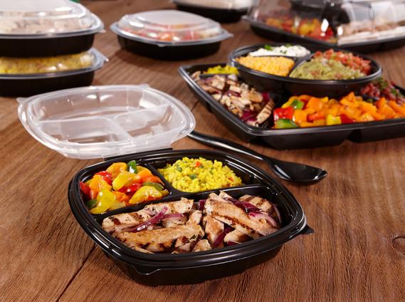 Deluxe Dual Color 10” x 10” Hinged Three-Compartment Square Container