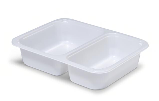 Bone White 36 oz. Two-Compartment Medium Rectangle Tray (21-15 oz.)