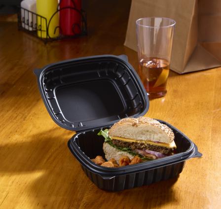 Black PP 5x7 Rectangle Hinged Leftover Container