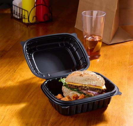 Black PP 5x7 Rectangle Hinged Leftover Container