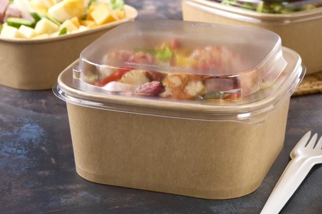 Clear PET Lid for 44 oz. Paper Square Bowl