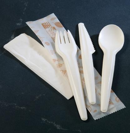 Natural EcoEdge™ Paper Cutlery Kit: Fork, Knife, Spoon and Napkin