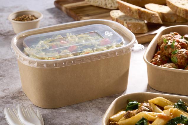 PP Lid for Kraft 16 and 32 oz. Rectangle Bowls