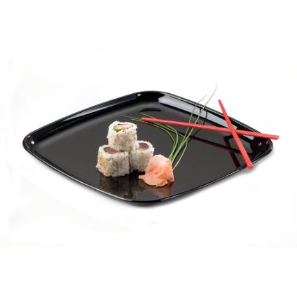 Black PP 12" Mozaïk® Square Platter with Clear Dome Lid