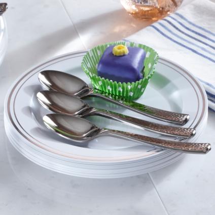 Silver Look Spoon with Hammered Pattern