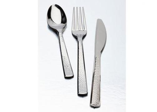 Silver Look Knife with Hammered Pattern