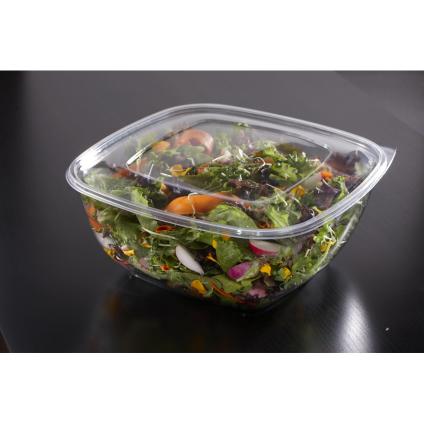 Clear Flat Lid for 24, 32, 48 oz. Medium Square Bowls 